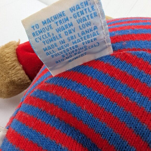 Vintage Eden Brown Teddy Bear Plush 12" Stuffed Animal 123 Red Blue Pajamas - Picture 11 of 11